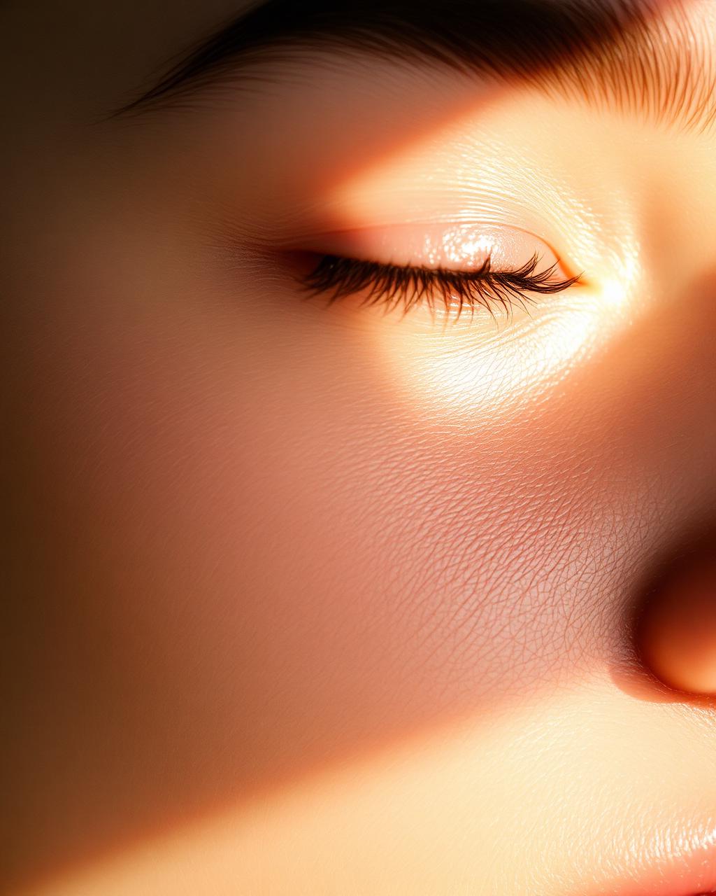 Close-up of softly lit, natural skin